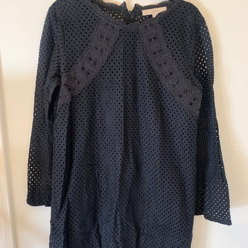 Loft NWOT (6) Eyelet Black Dress